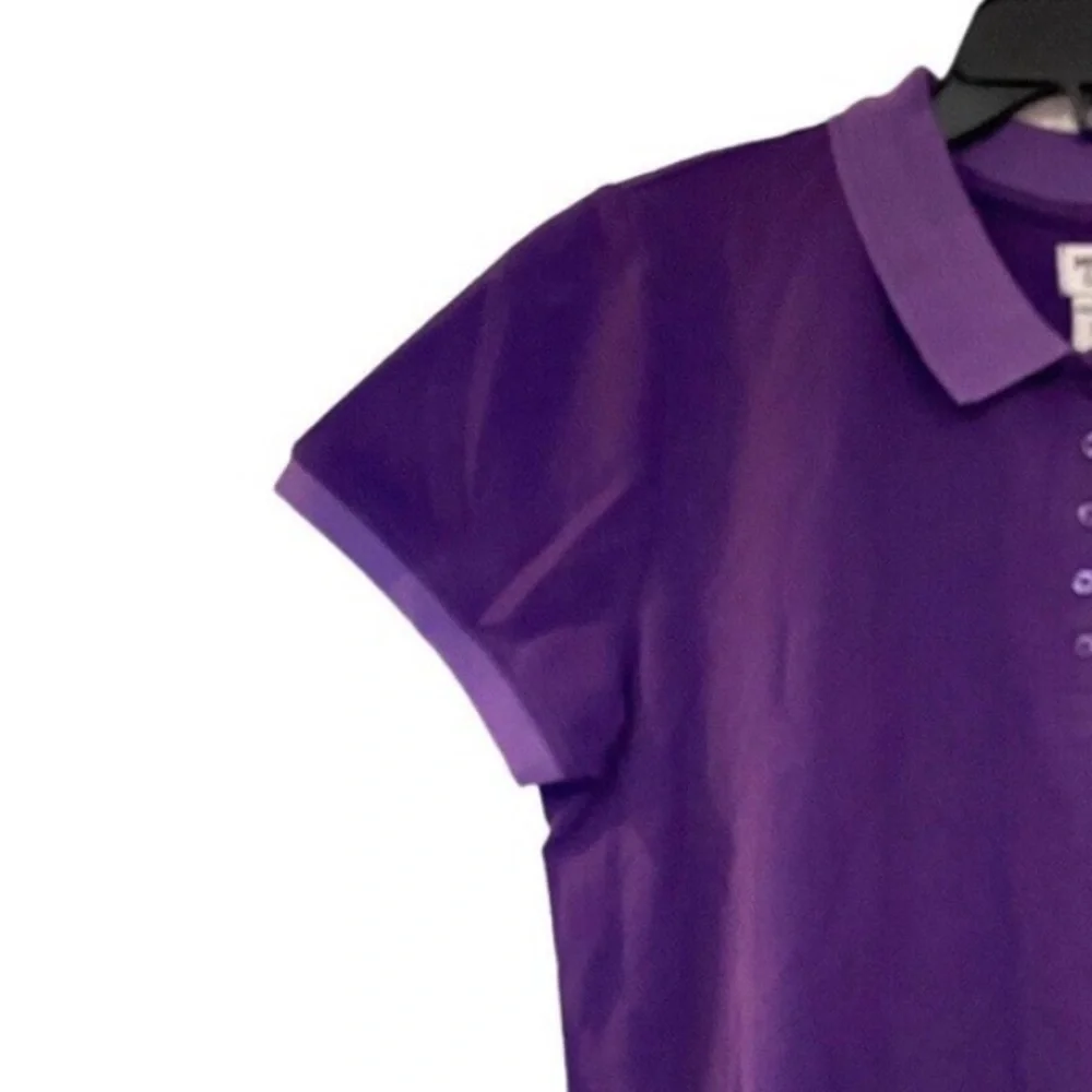 Monroe & Main Contrast Collar Polo Purple Business Casual Short Sleeve Golf Top - Picture 5 of 7